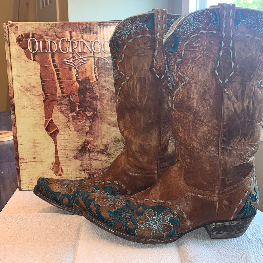 Old Gringo Brass/ Aqua Cowgirl boots